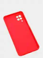 Красный чехол Samsung Galaxy A12, M12 матовый силиконовый с закрытым низом и бархатом внутри