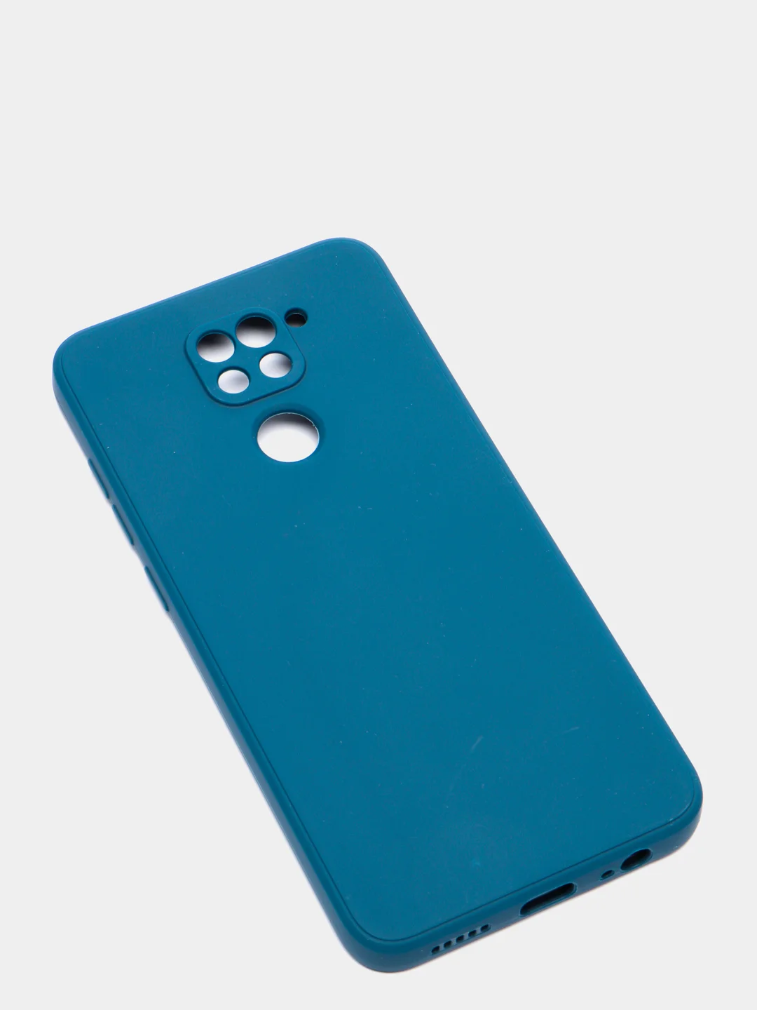 Синий меланж чехол для Xiaomi Redmi Note 9, матовый, силиконовый, с закрытым низом и бархатом внутри