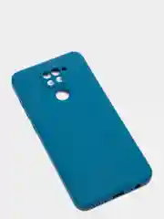 Синий меланж чехол для Xiaomi Redmi Note 9, матовый, силиконовый, с закрытым низом и бархатом внутри
