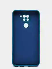 Синий меланж чехол для Xiaomi Redmi Note 9, матовый, силиконовый, с закрытым низом и бархатом внутри