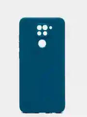 Синий меланж чехол для Xiaomi Redmi Note 9, матовый, силиконовый, с закрытым низом и бархатом внутри