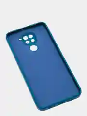 Синий меланж чехол для Xiaomi Redmi Note 9, матовый, силиконовый, с закрытым низом и бархатом внутри