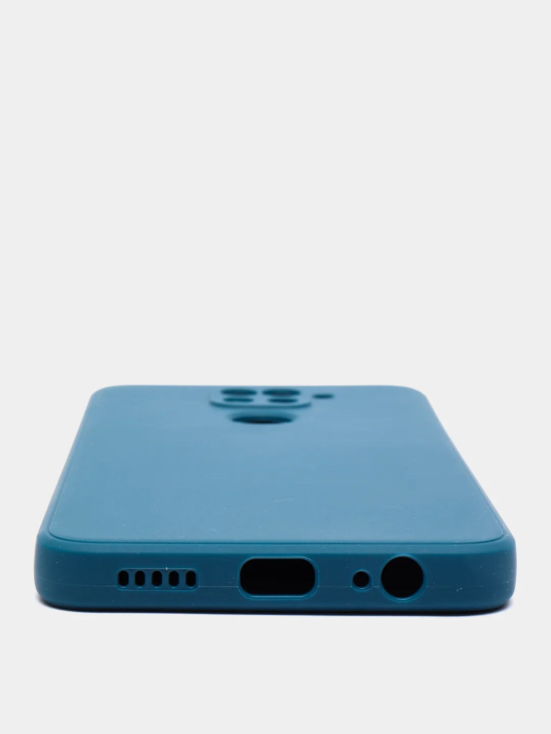 Синий меланж чехол для Xiaomi Redmi Note 9, матовый, силиконовый, с закрытым низом и бархатом внутри