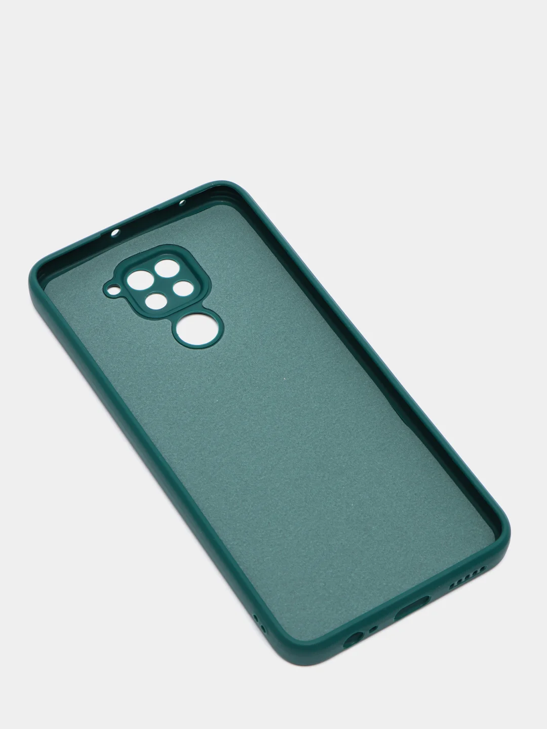 Зеленый чехол для Xiaomi Redmi Note 9, матовый, силиконовый, с закрытым низом и бархатом внутри