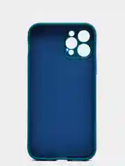 Синий меланж чехол силиконовый iPhone 12 PRO матовый с защитой камер, закрытым низом и бархатом внутри
