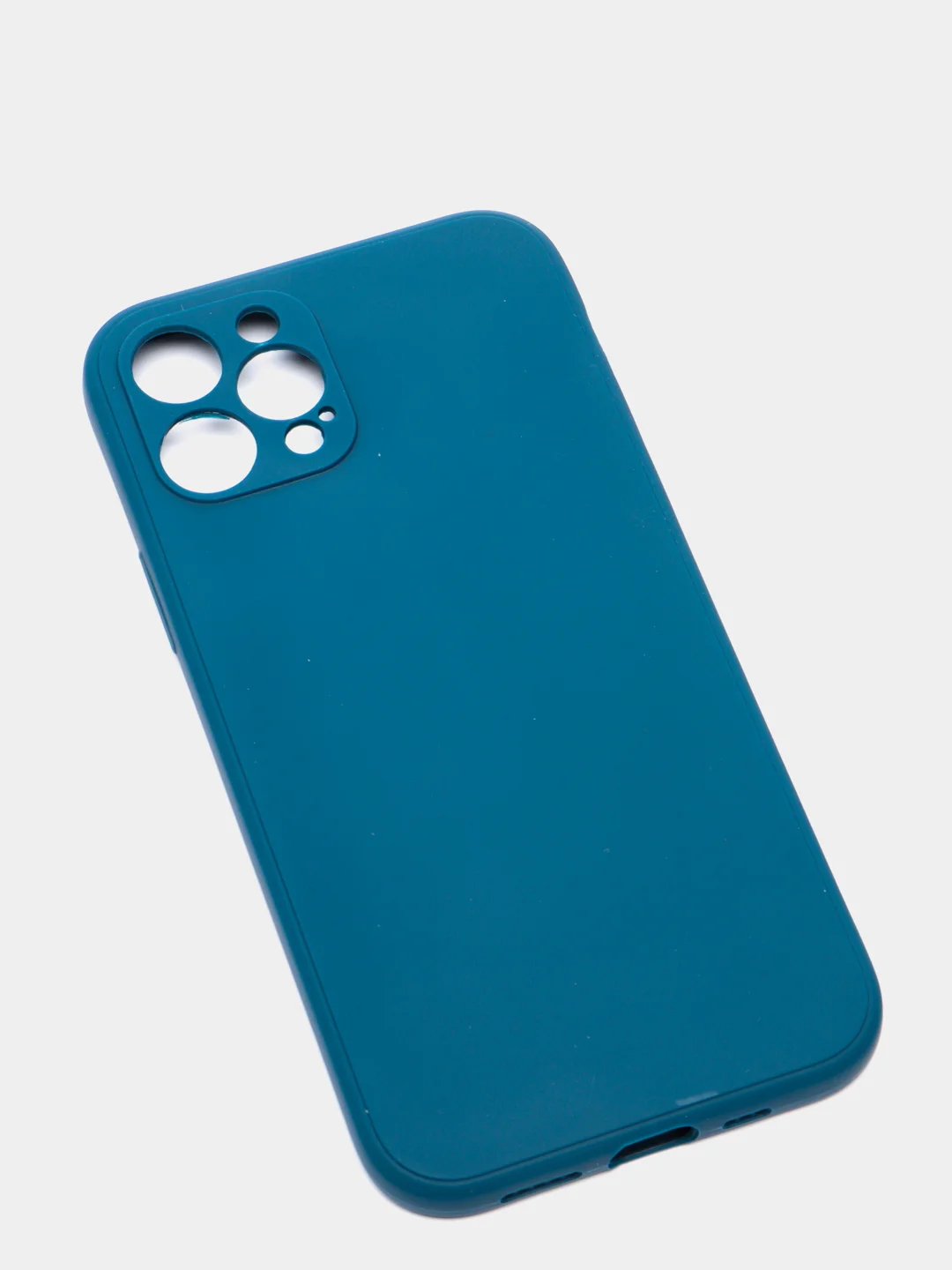 Синий меланж чехол силиконовый iPhone 12 PRO матовый с защитой камер, закрытым низом и бархатом внутри