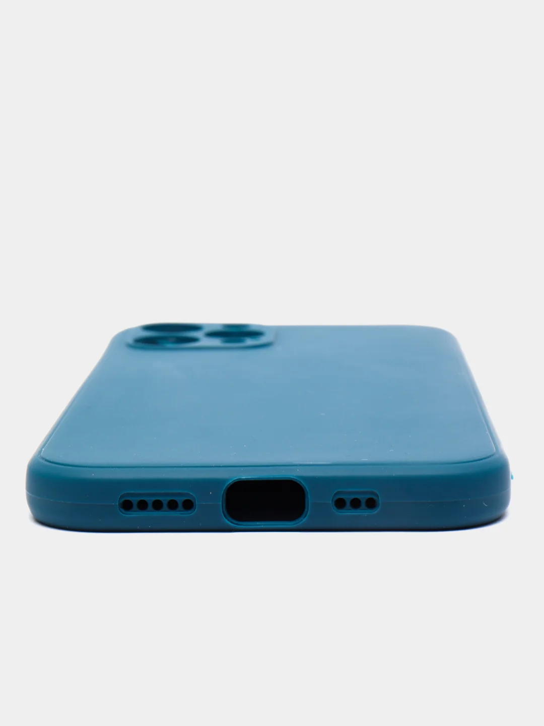 Синий меланж чехол силиконовый iPhone 12 PRO матовый с защитой камер, закрытым низом и бархатом внутри