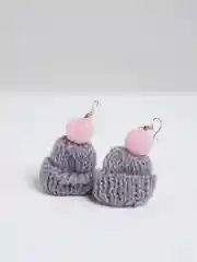 Розовый серьги шапки, тапки