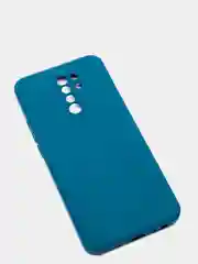 Синий меланж чехол для Xiaomi Redmi 9 матовый, силиконовый, с закрытым низом и бархатом внутри