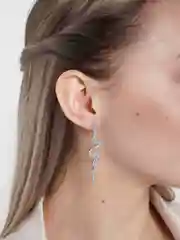 Серебряный вечерние серьги-подвески "Змея" со стразами