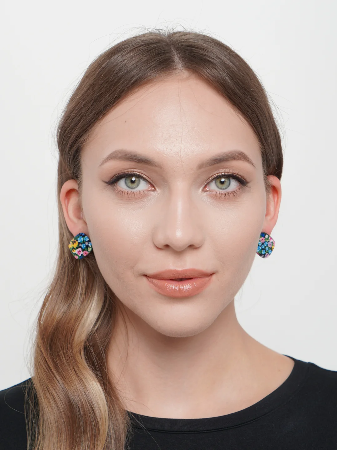 Черный серьги Print lozenges mini