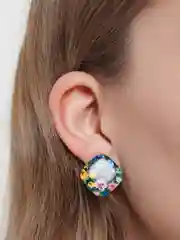 Черный серьги Print lozenges mini