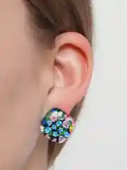 Черный серьги Print lozenges mini