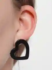 Черный серьги Minimalism "Сердца"
