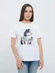 Белый футболка женская с принтом, Oversize, премиальный хлопок