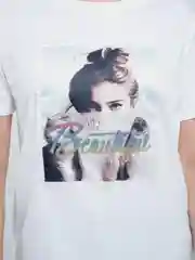 Белый футболка женская с принтом, Oversize, премиальный хлопок