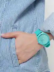 Тёмно-бирюзовый женские наручные часы на силиконовом ремешке