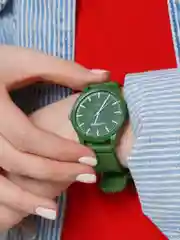 Лесной зеленый женские наручные часы на силиконовом ремешке