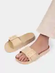 Бежевый сланцы женские с пряжкой, 3 цвета