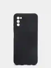 Черный чехол Samsung Galaxy A03S матовый силиконовый с закрытым низом и бархатом внутри