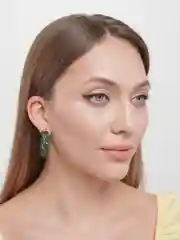 Тёмно-зелёный серьги кольца в корейском стиле / серьги конго