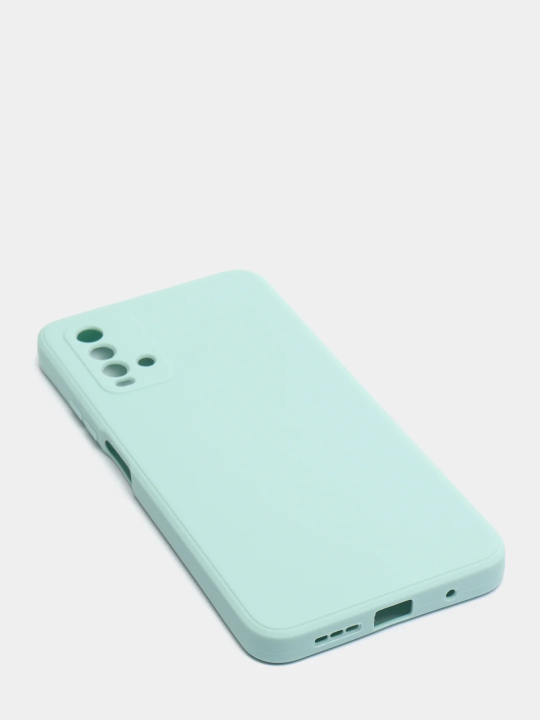 Бирюзовый чехол для Xiaomi Redmi 9T матовый силиконовый с защитой камер и бархатом внутри