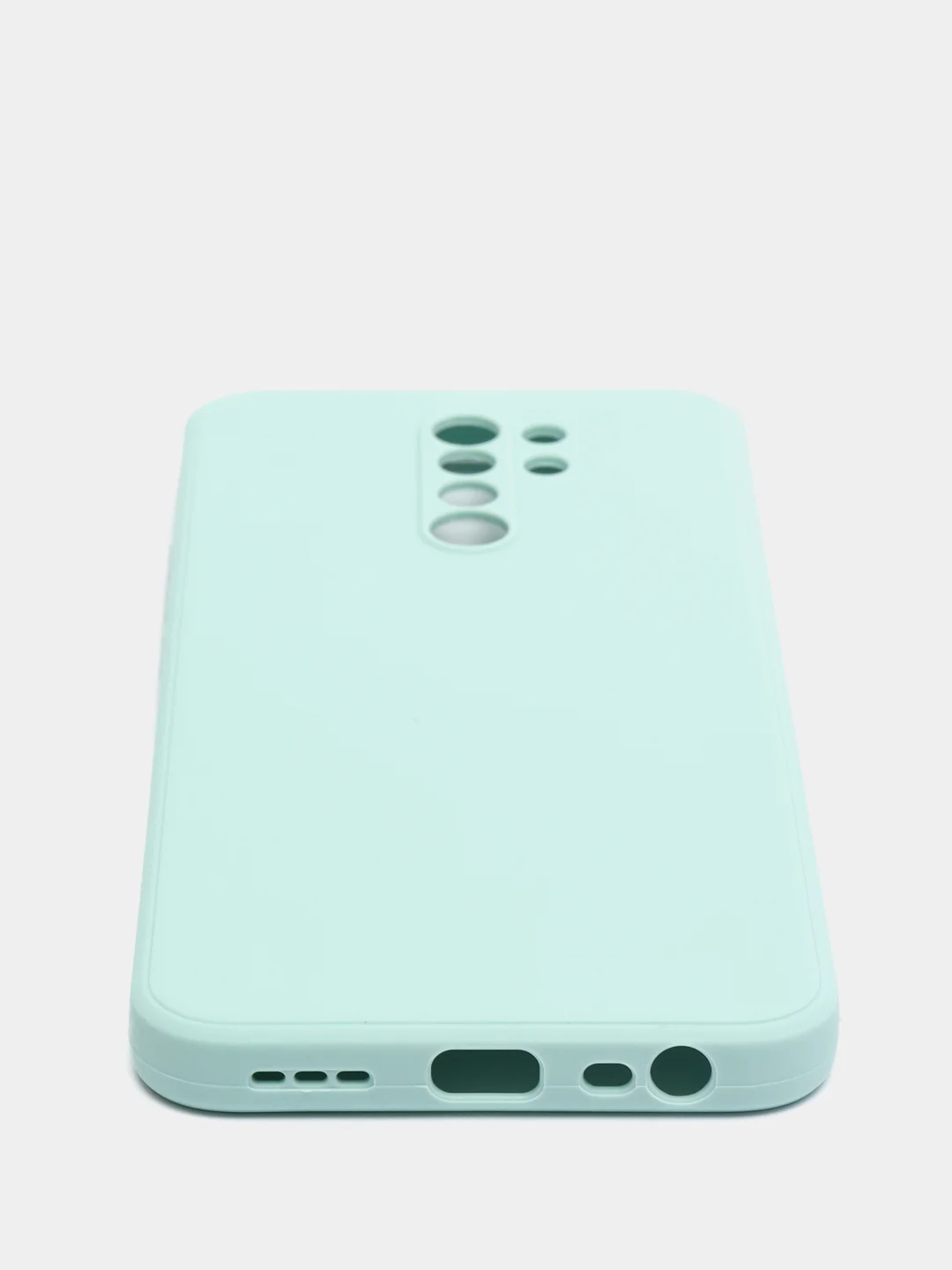 Бирюзовый чехол для Xiaomi Redmi 9 матовый, силиконовый, с закрытым низом и бархатом внутри
