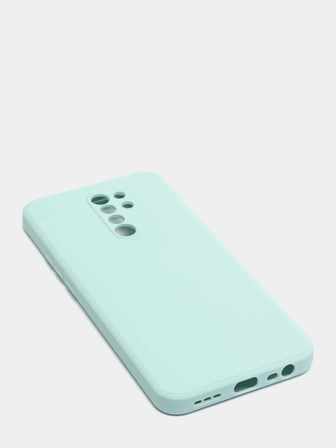 Бирюзовый чехол для Xiaomi Redmi 9 матовый, силиконовый, с закрытым низом и бархатом внутри