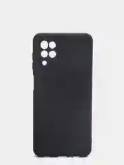 Черный чехол Samsung Galaxy A12, M12 матовый силиконовый с закрытым низом и бархатом внутри