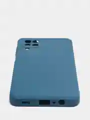 Синий меланж чехол Samsung Galaxy A12, M12 матовый силиконовый с закрытым низом и бархатом внутри