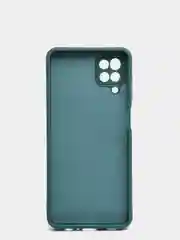 Зеленый чехол Samsung Galaxy A12, M12 матовый силиконовый с закрытым низом и бархатом внутри