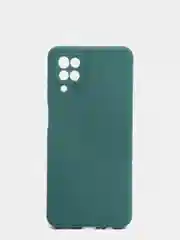 Зеленый чехол Samsung Galaxy A12, M12 матовый силиконовый с закрытым низом и бархатом внутри