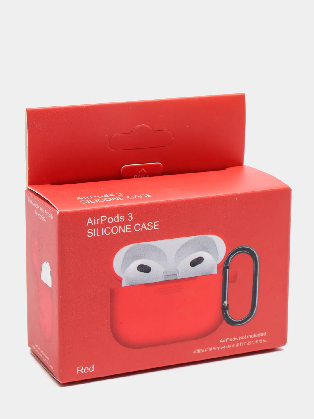Красный силиконовый чехол для Apple AirPods 3 поколения 2021 (с карабином)