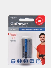 Батарейка крона 6LR61 GoPower 9V алкалиновая