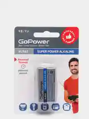 Батарейка крона 6LR61 GoPower 9V алкалиновая