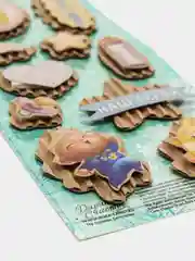 Светло-синий многослойные гофрированные наклейки, объемные