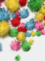 Помпоны для творчества блестящее, 5 цветов, 8 мм/15 мм/25 мм, 100 шт