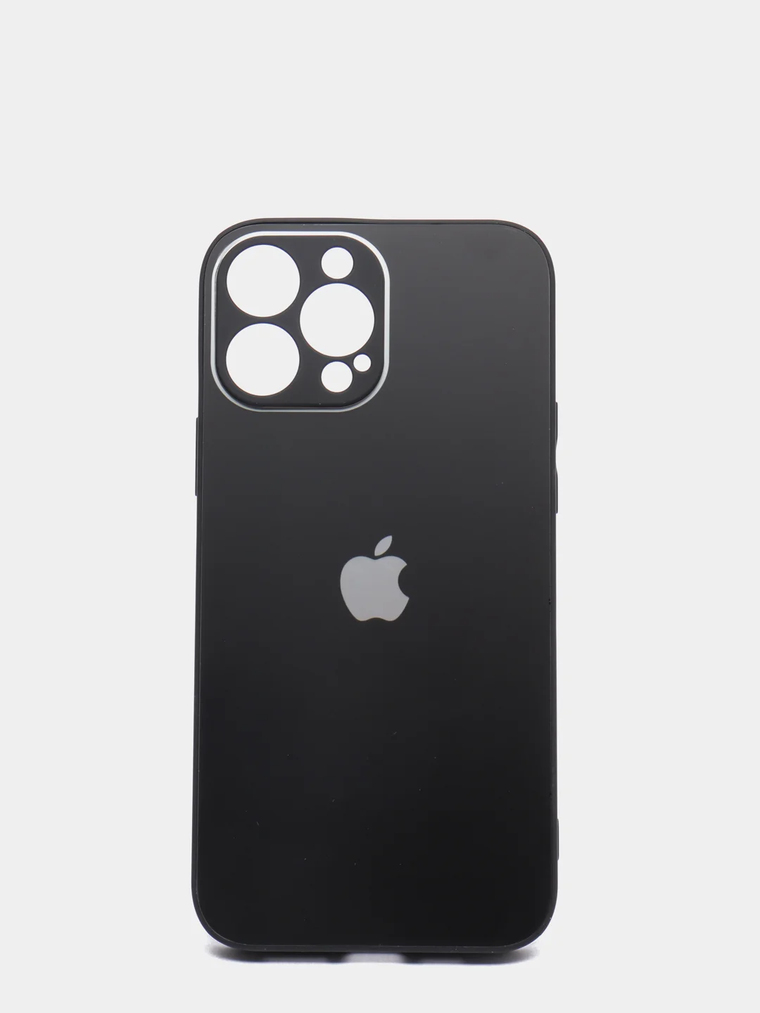 Черный чехол силиконовый с матовой стеклянной панелью для iPhone 11, 12, 13, 13 Pro, 13 Pro Max