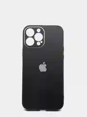 Черный чехол силиконовый с матовой стеклянной панелью для iPhone 11, 12, 13, 13 Pro, 13 Pro Max