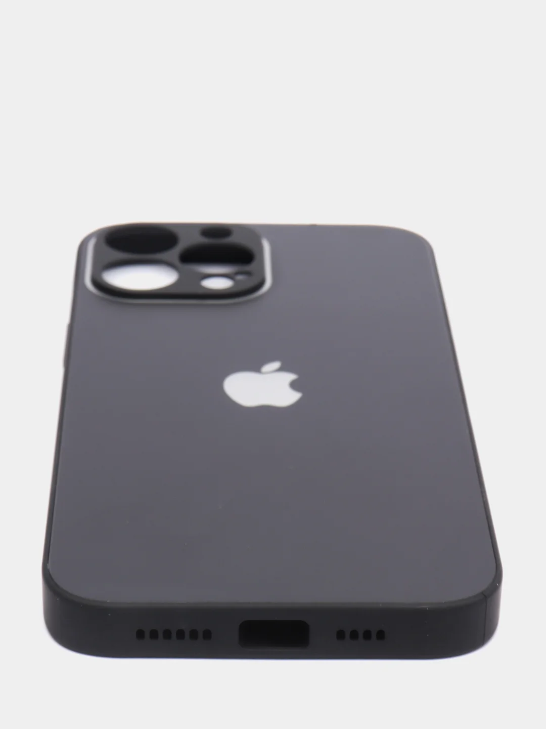 Черный чехол силиконовый с матовой стеклянной панелью для iPhone 11, 12, 13, 13 Pro, 13 Pro Max