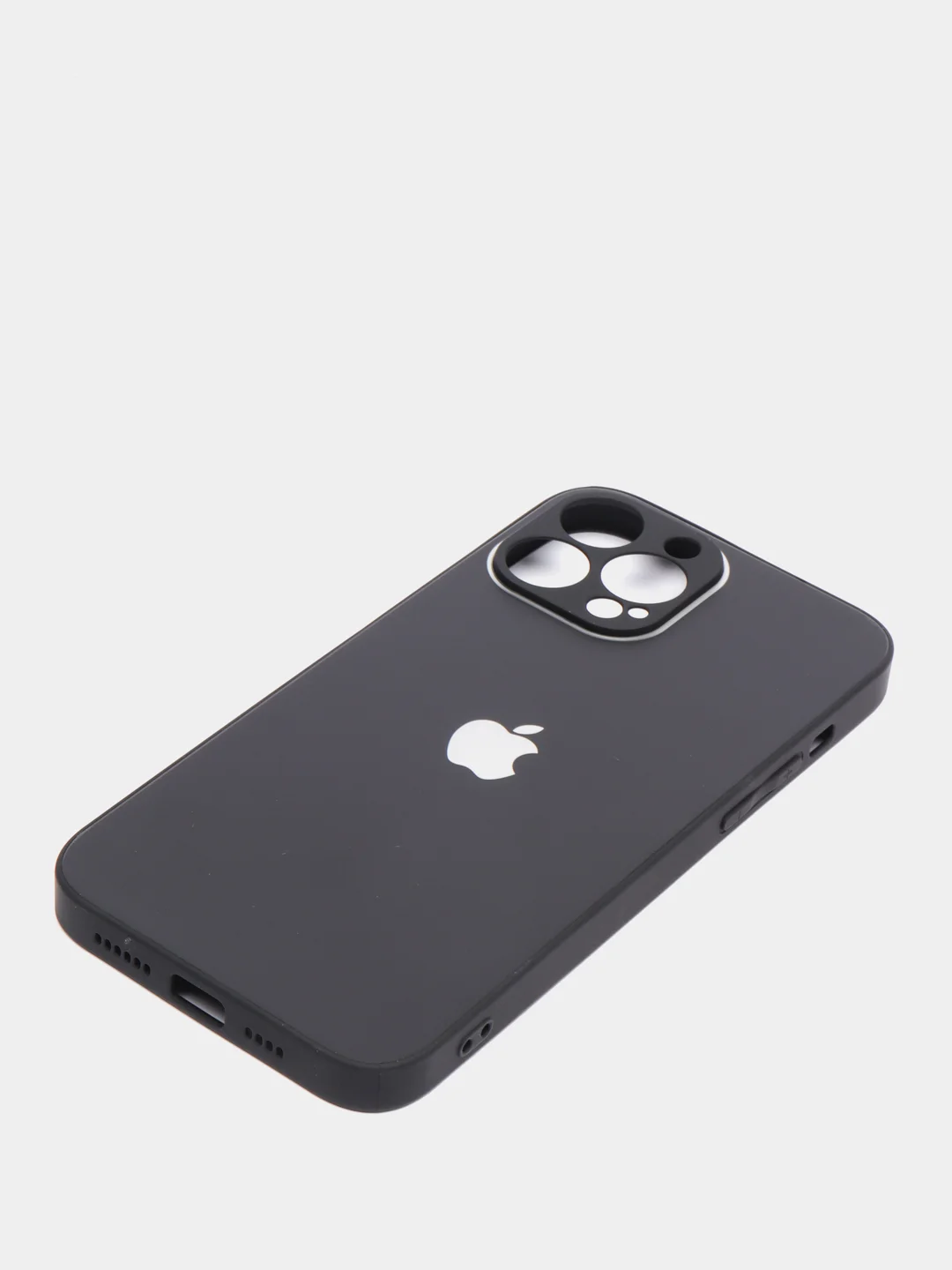 Черный чехол силиконовый с матовой стеклянной панелью для iPhone 11, 12, 13, 13 Pro, 13 Pro Max