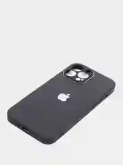 Черный чехол силиконовый с матовой стеклянной панелью для iPhone 11, 12, 13, 13 Pro, 13 Pro Max