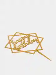 Золотой топпер для торта Happy birthday (С днем рождения)