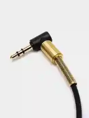 Черный кабель AUX (АУКС) Jack 3,5 мм - Jack 3,5 мм, 1 м, угловой, с пружинами с обоих концов