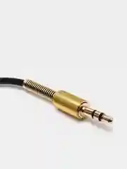 Черный кабель AUX (АУКС) Jack 3,5 мм - Jack 3,5 мм, 1 м, угловой, с пружинами с обоих концов
