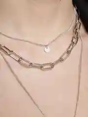 Серебряный цепочка-ожерелье, цепь, сочетание тонких цепочек с массивной цепью, с кулонами Evanfiya