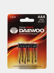 4 алкалиновые батарейки DAEWOO LR03 (мизинчиковые, ААA)