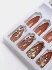 Коралловый меланж накладные ногти с дизайном