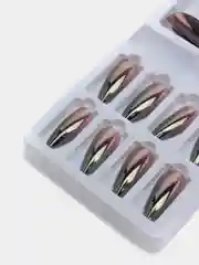 Серый накладные ногти с дизайном