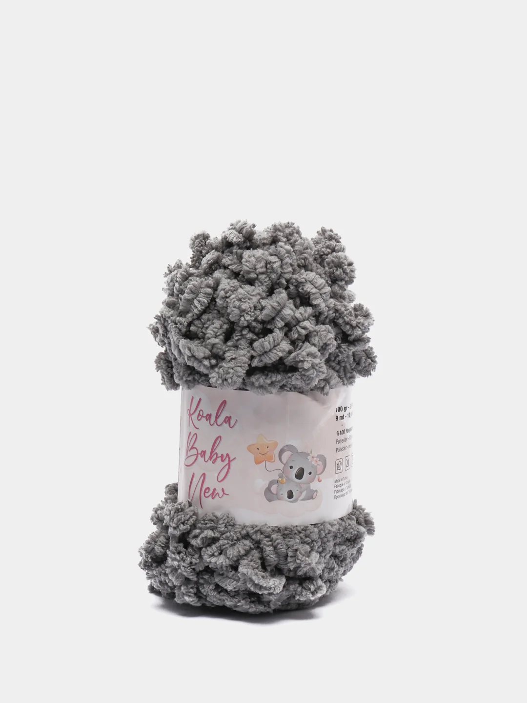 Серый пряжа Koala Baby New Puffy, 100 г, 9 м